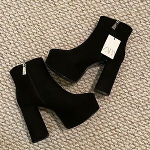 Zara black heeled boots